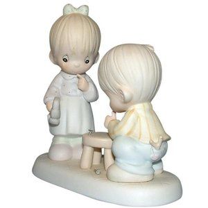 PRECIOUS MOMENT Vintage 1990 Porcelain Figurine Thumb-Body Loves You Hammer Tool